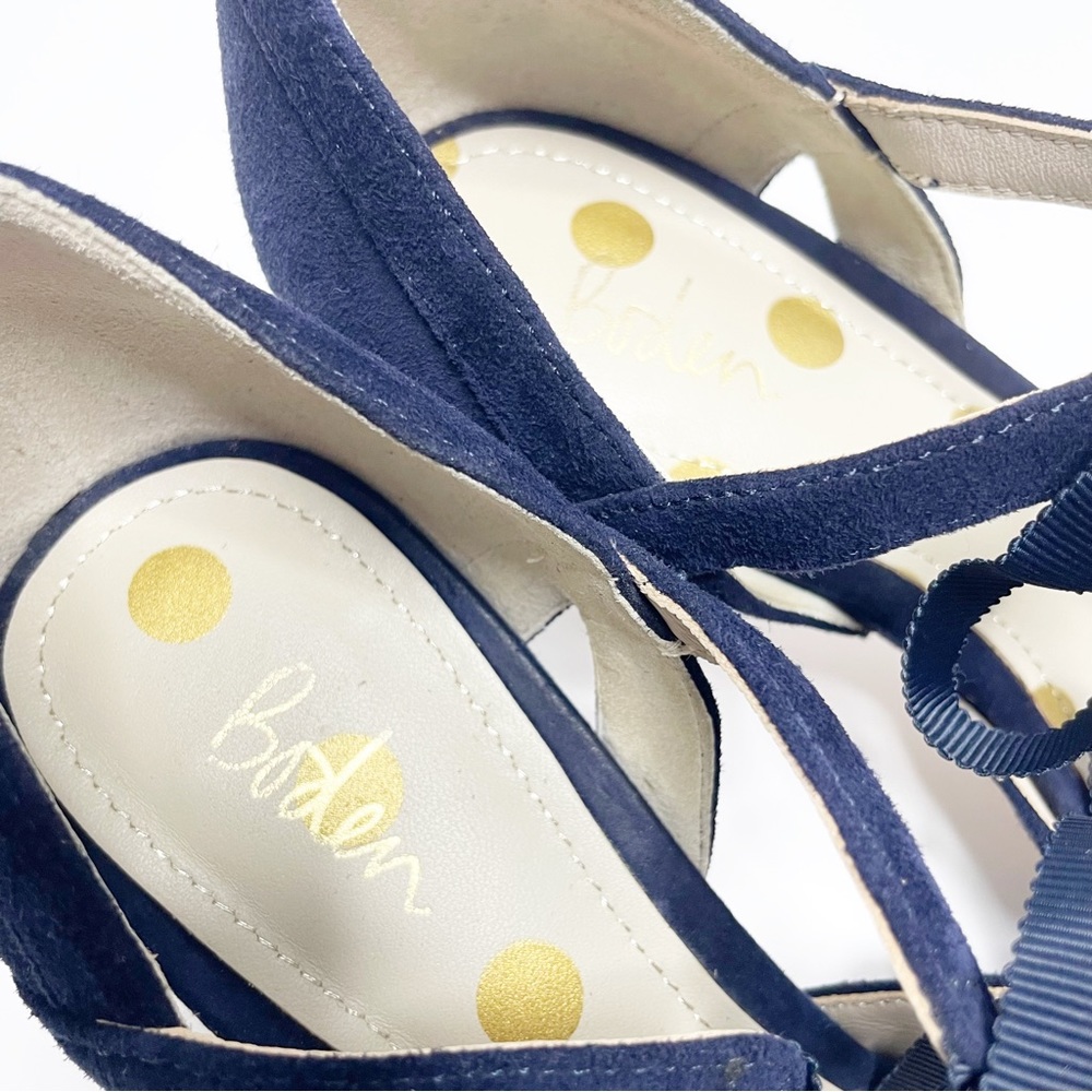 Boden Lavinia Tie Front Low Heel Blue Suede Court Shoes Size 39 (8.5) - Picture 7 of 12